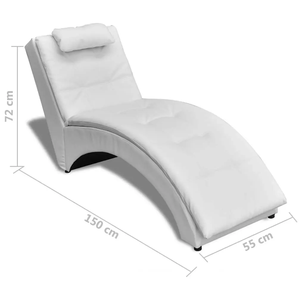 Chaise Longue with Pillow White Faux Leather 242217