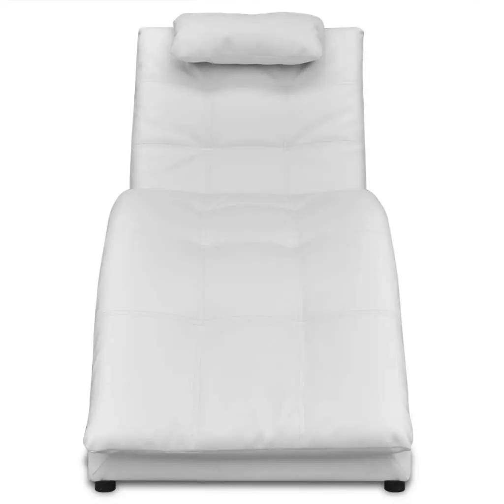 Chaise Longue with Pillow White Faux Leather 242217