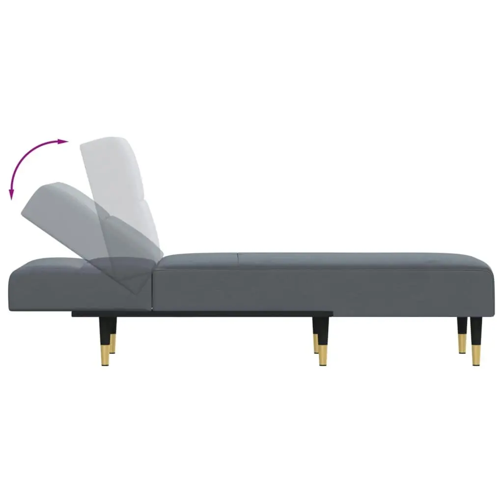 Chaise Longue Dark Grey Velvet 352809