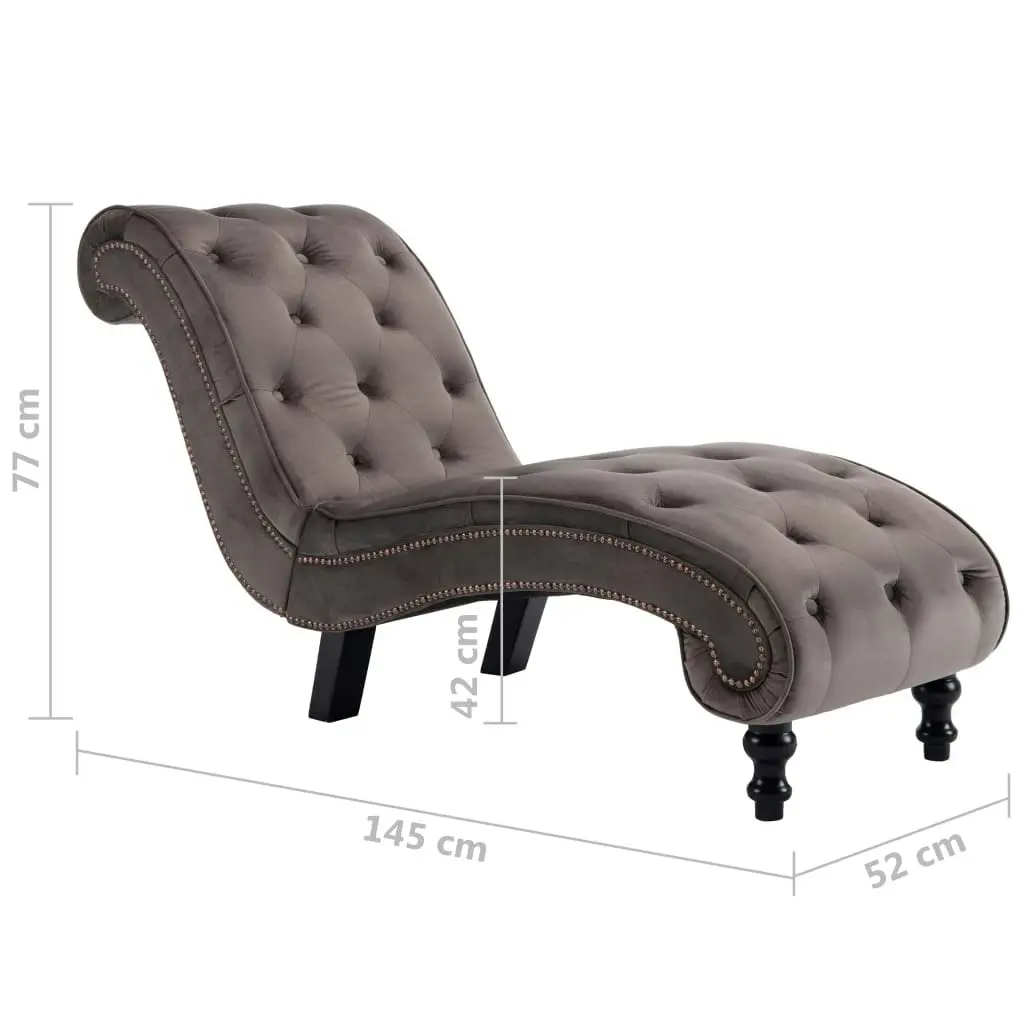 Chaise Lounge Grey Velvet 248609