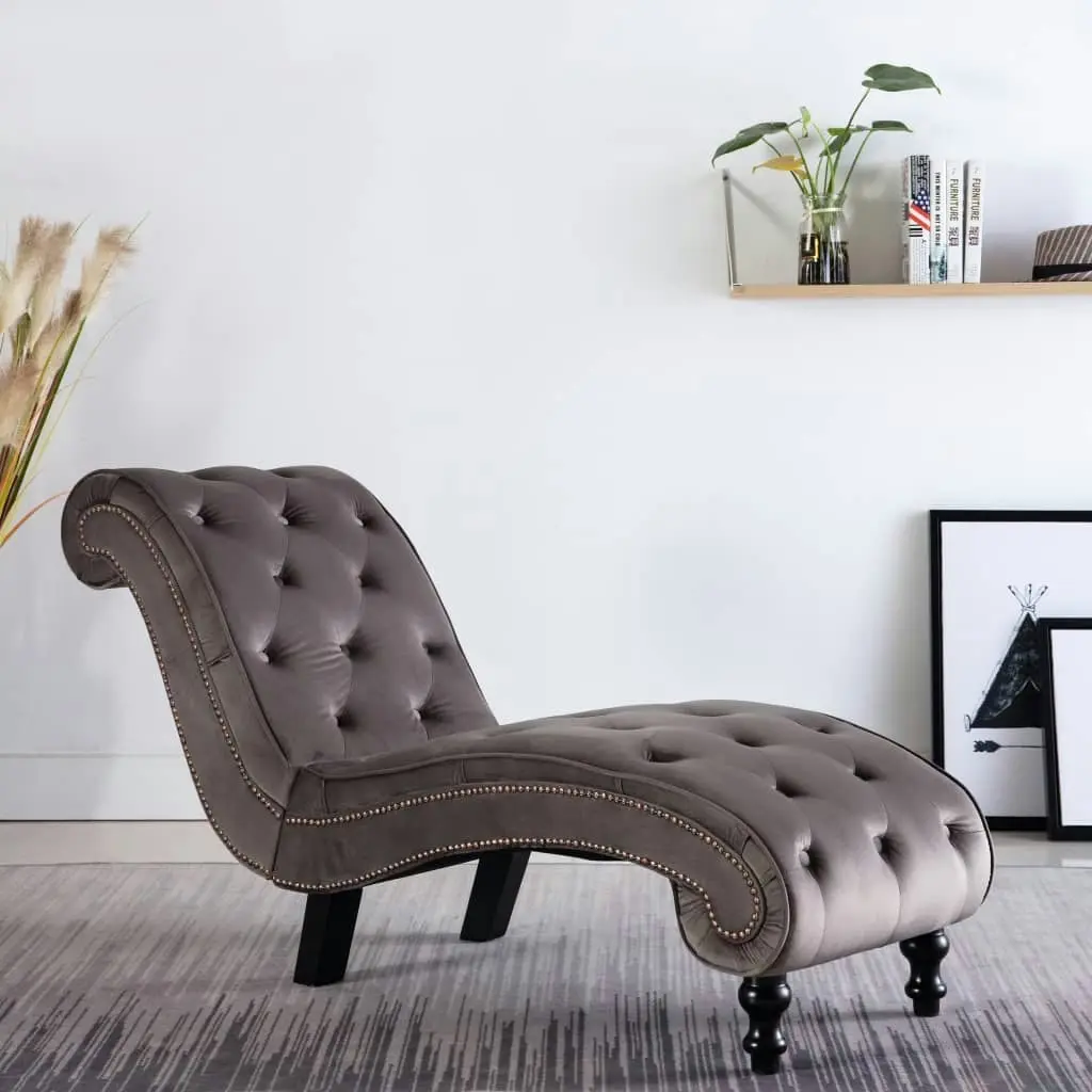 Chaise Lounge Grey Velvet 248609