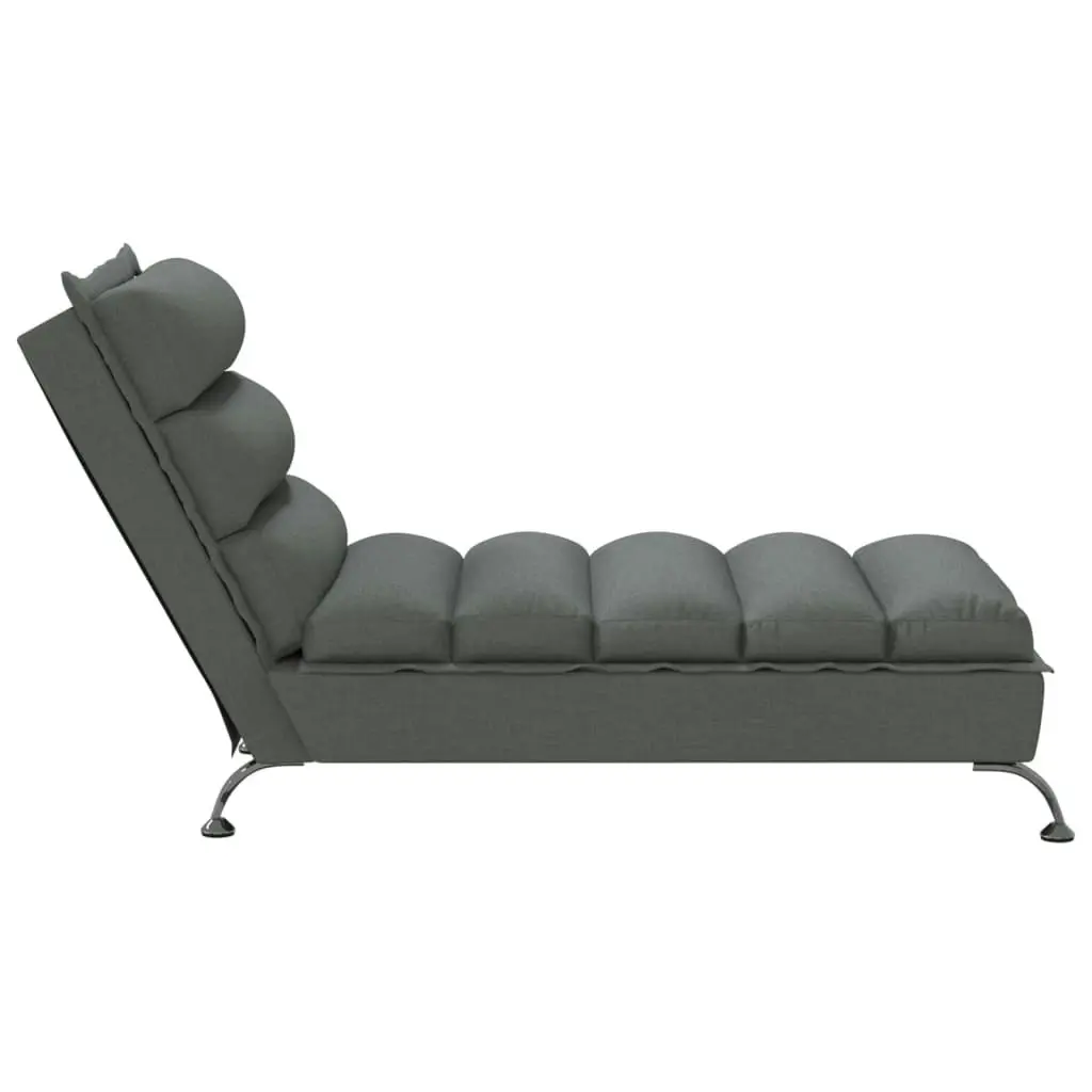 Chaise Lounge with Cushions Dark Grey Fabric 379469