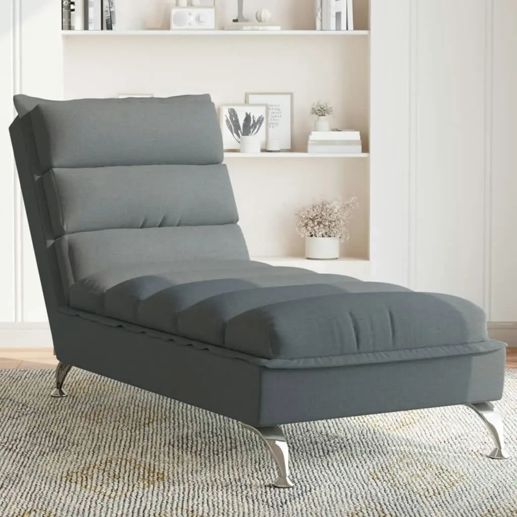 Chaise Lounge with Cushions Dark Grey Fabric 379469