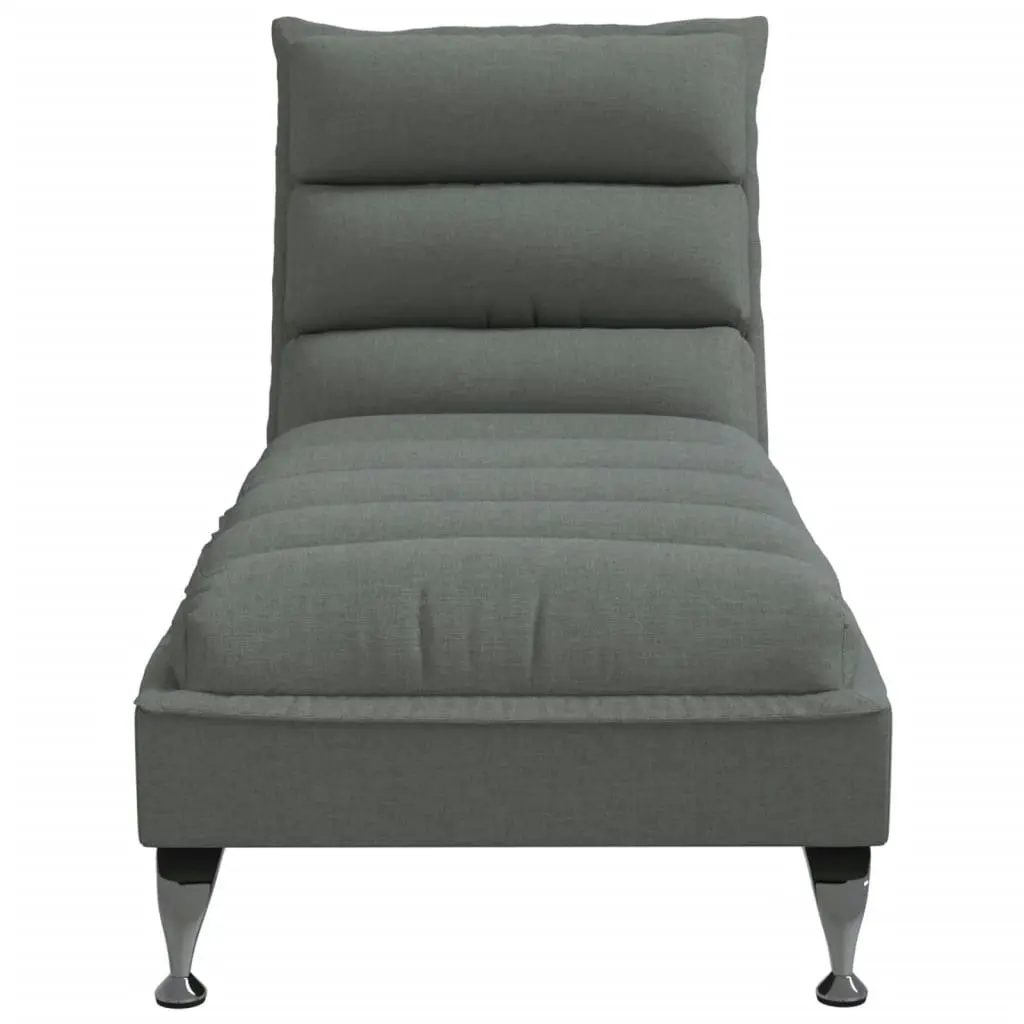 Chaise Lounge with Cushions Dark Grey Fabric 379469