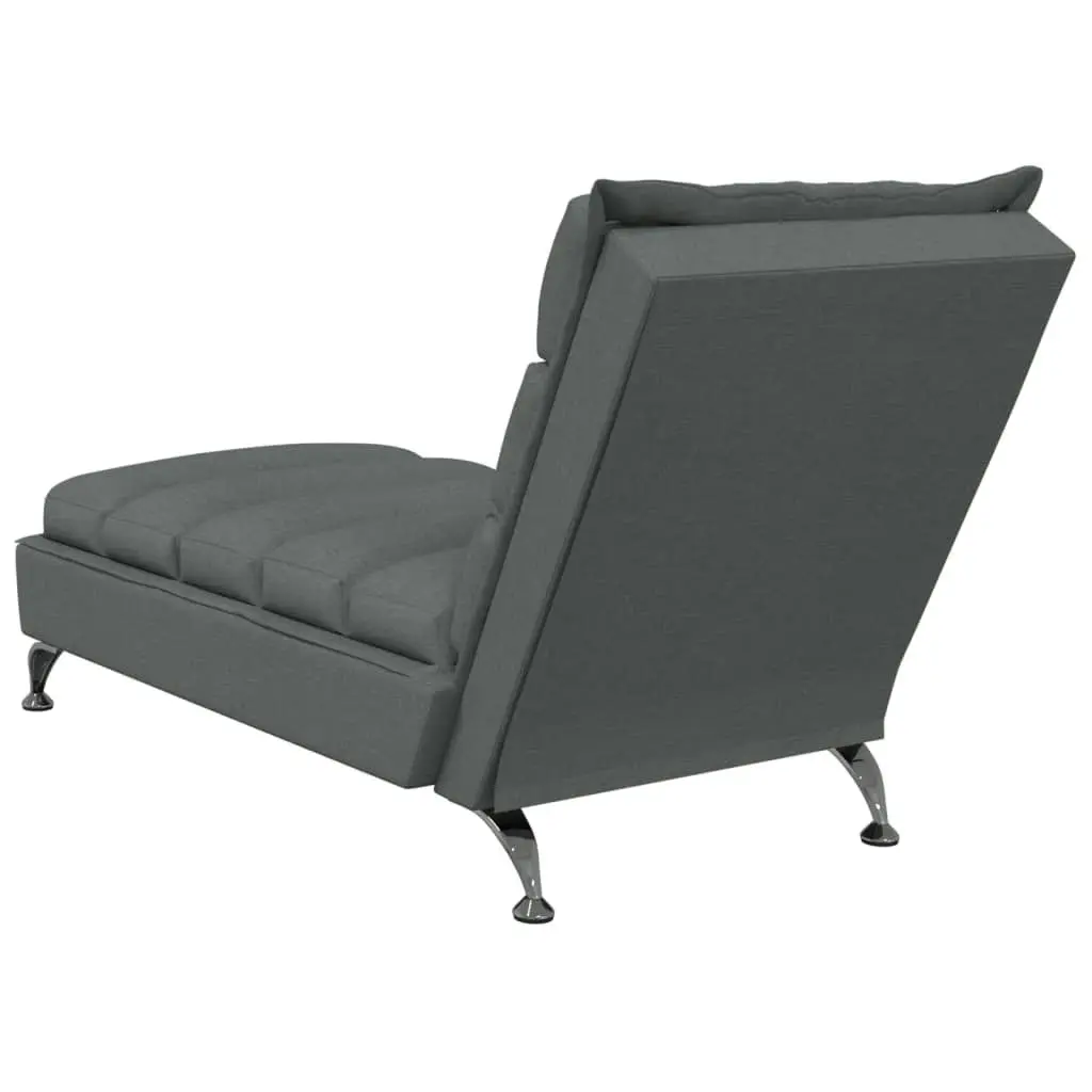 Chaise Lounge with Cushions Dark Grey Fabric 379469