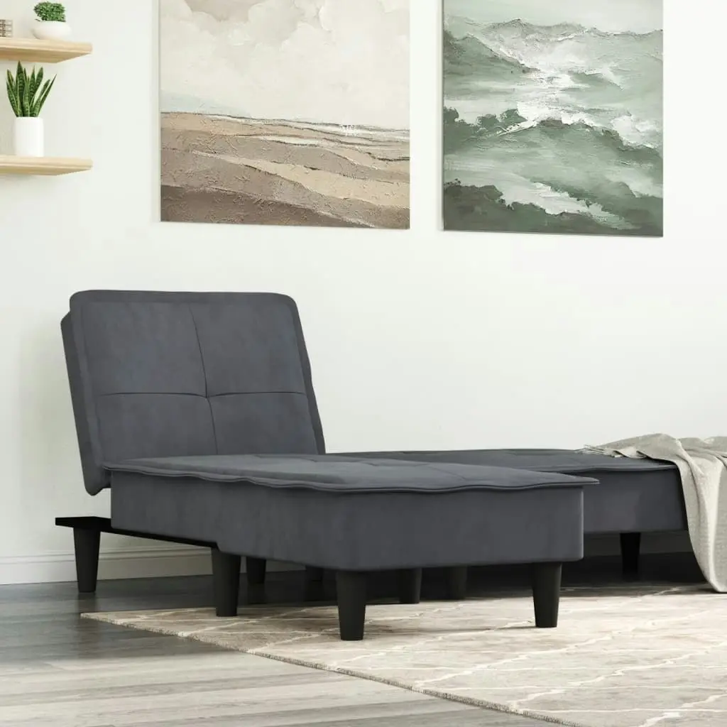 Chaise Longue Dark Grey Velvet 352845