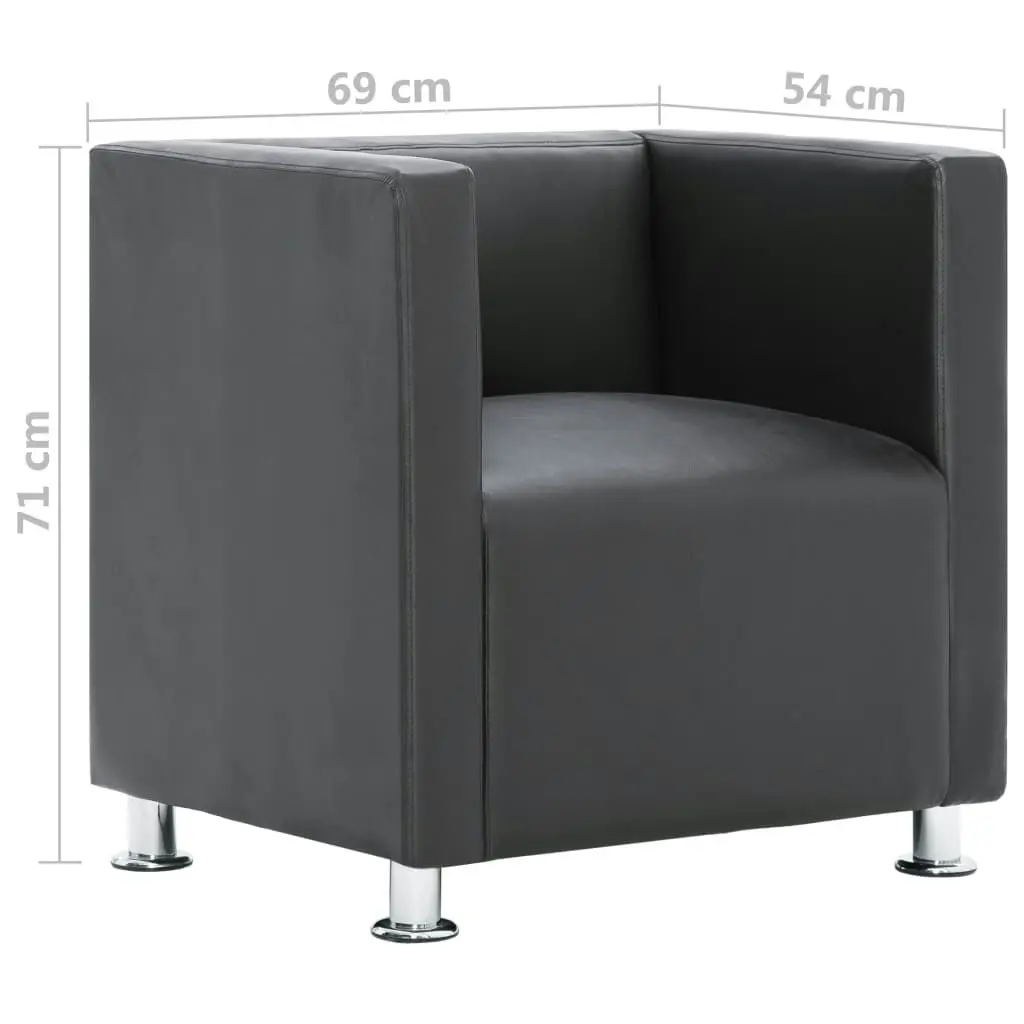 Cube Armchair Grey Faux Leather 282139