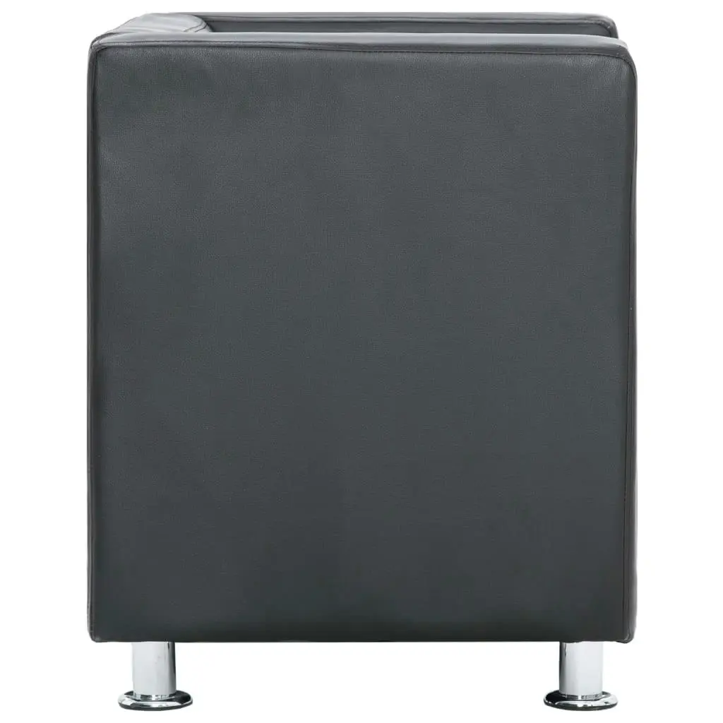 Cube Armchair Grey Faux Leather 282139