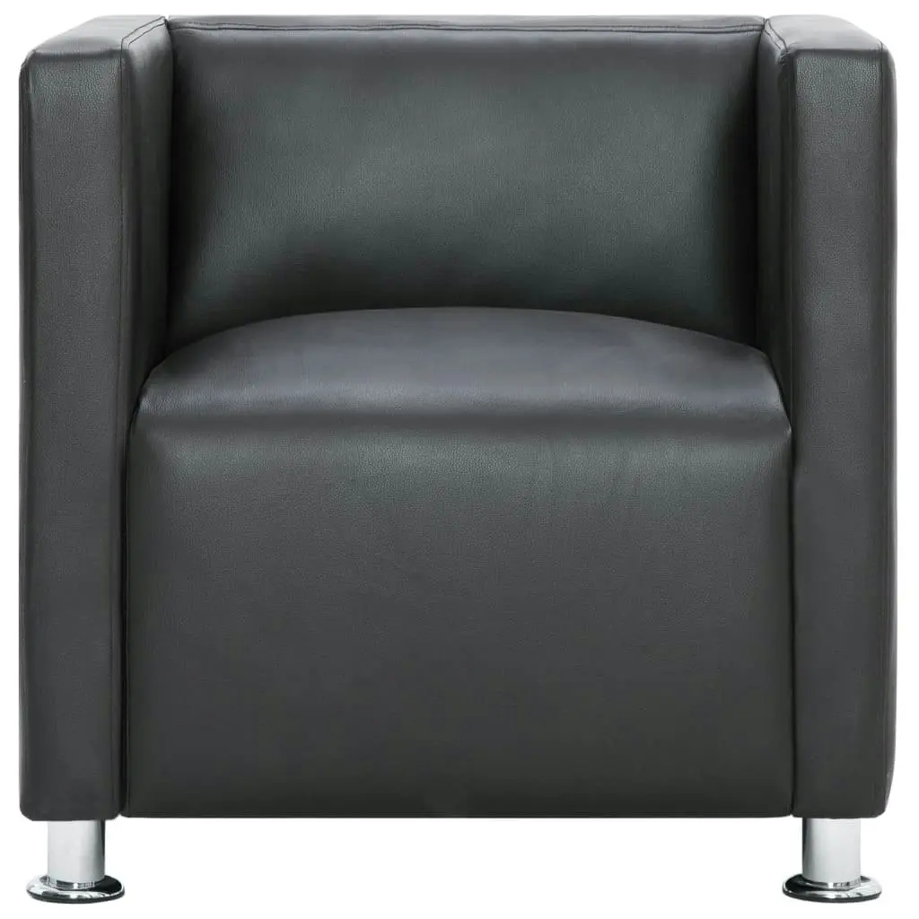 Cube Armchair Grey Faux Leather 282139