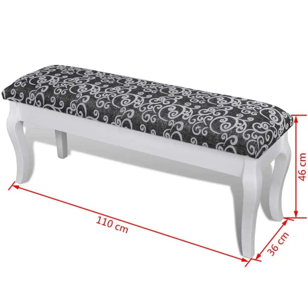 Cushioned Hocker for Dressing Table 2-Seater Black 110 cm 240563