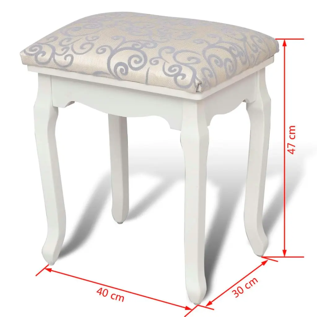 Dressing Stool Warm White Fabric 240316