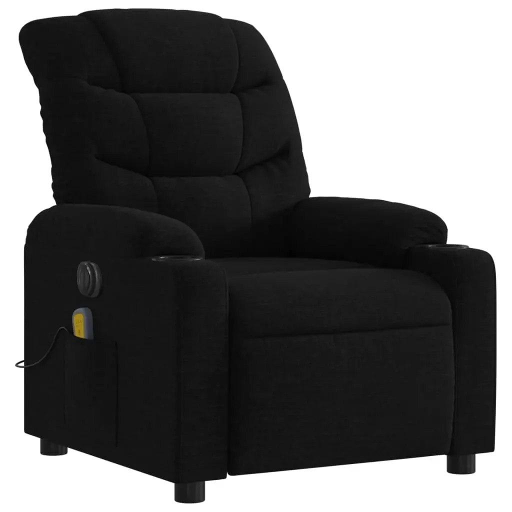 Electric Massage Recliner Chair Black Fabric 3206856