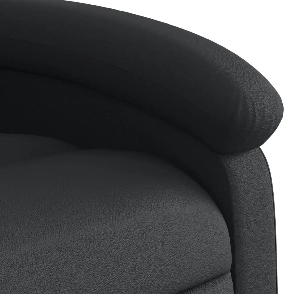 Electric Massage Recliner Chair Black Real Leather 3205477