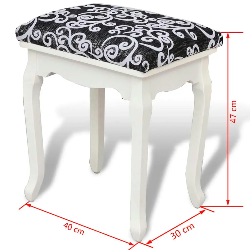 Dressing Stool Black Fabric 240317