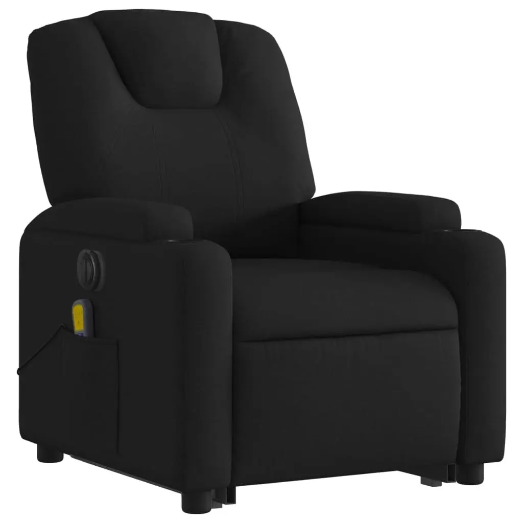 Electric Stand up Massage Recliner Chair Black Fabric 3205538