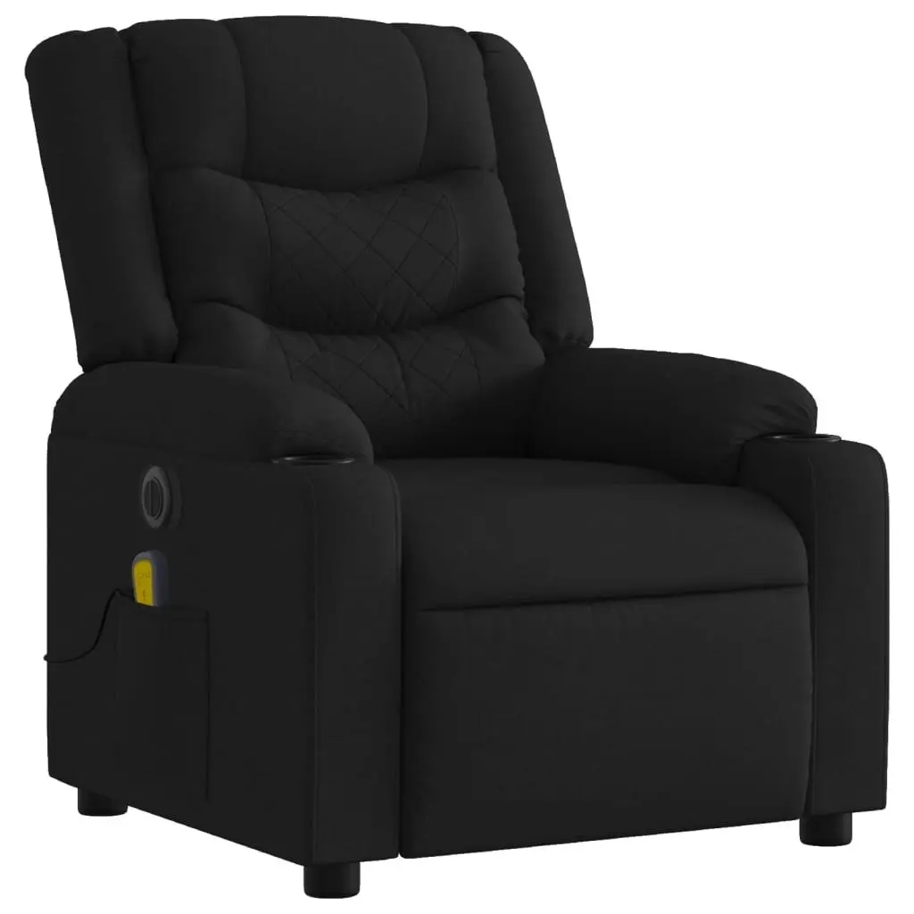 Electric Massage Recliner Chair Black Fabric 3206840