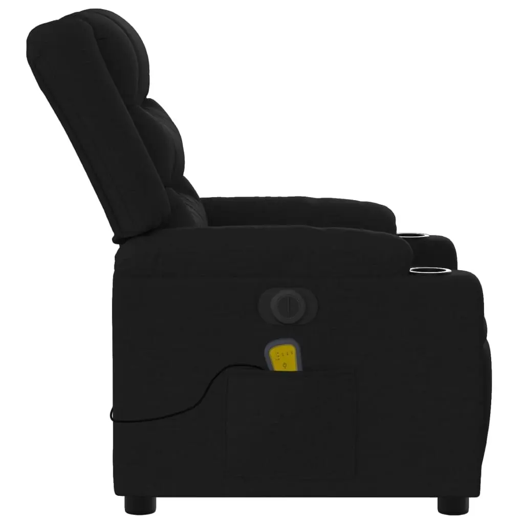 Electric Massage Recliner Chair Black Fabric 3206840