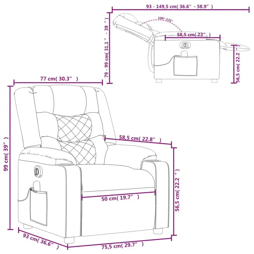 Electric Massage Recliner Chair Black Fabric 3206840