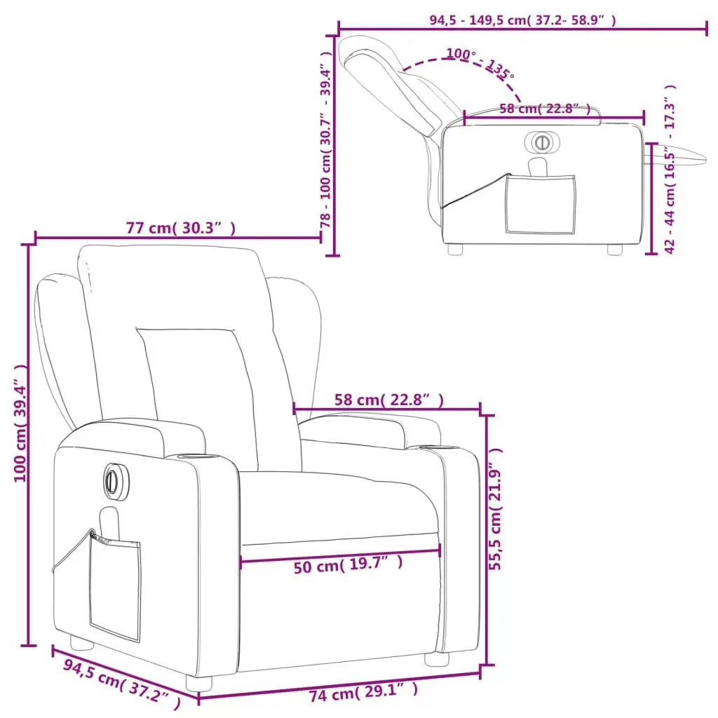 Electric Massage Recliner Chair Black Faux Leather 3205599