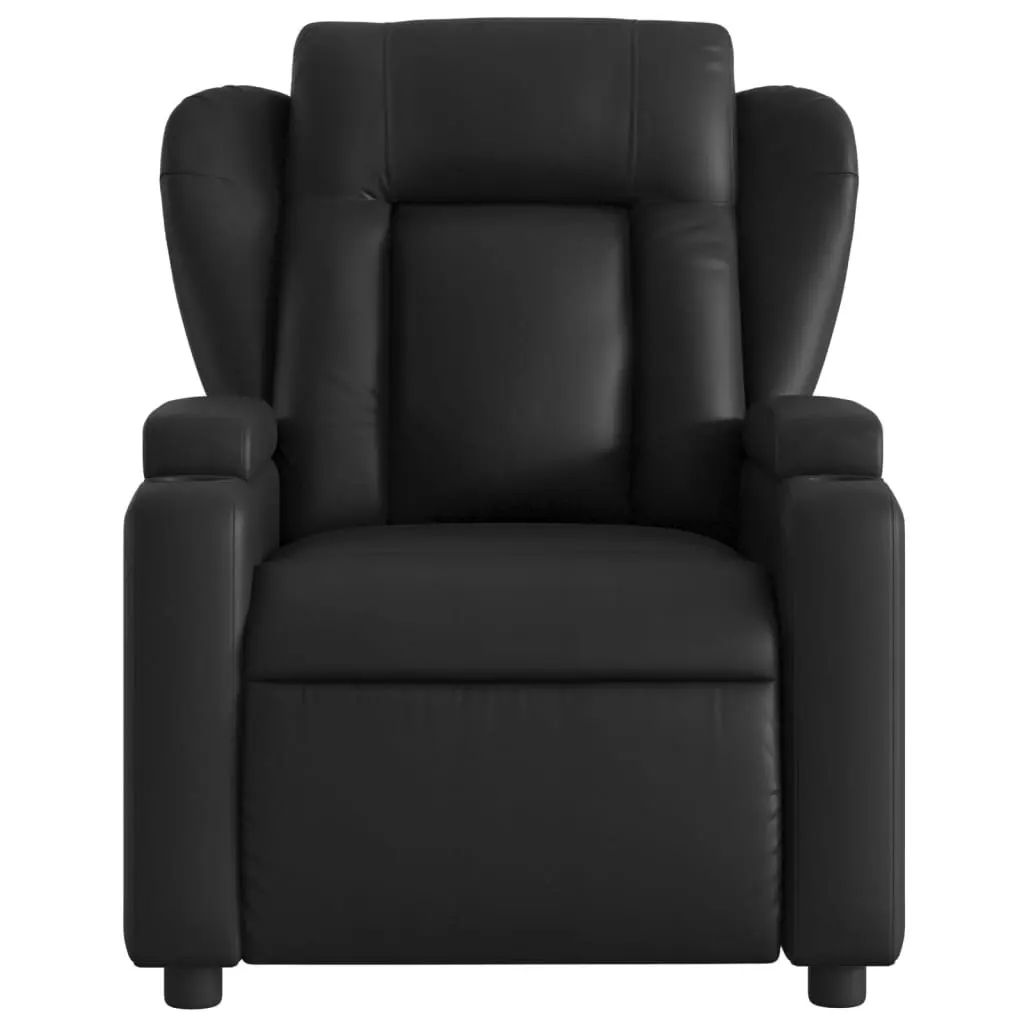 Electric Massage Recliner Chair Black Faux Leather 3205599