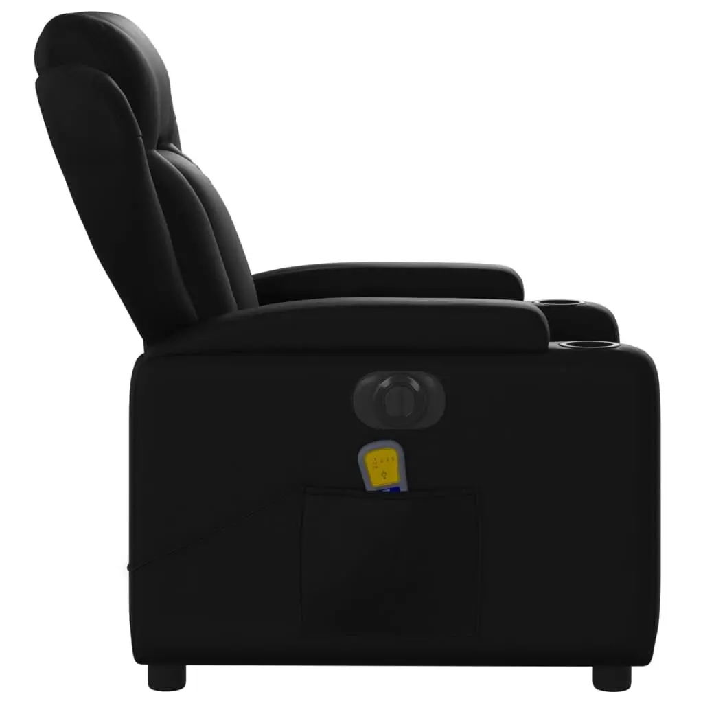 Electric Massage Recliner Chair Black Faux Leather 3205599