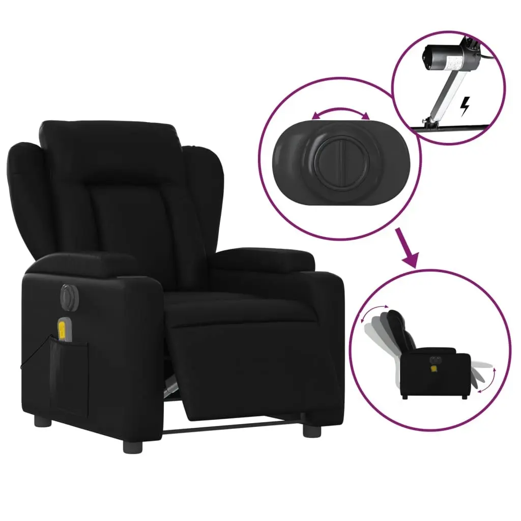 Electric Massage Recliner Chair Black Faux Leather 3205599