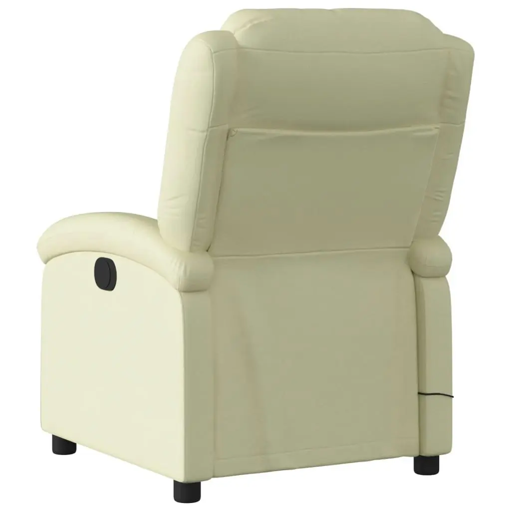 Electric Massage Recliner Chair Cream Real Leather 3205478