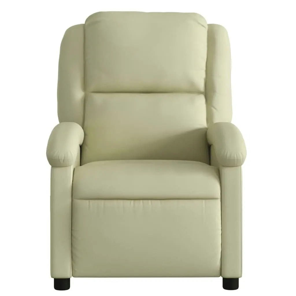 Electric Massage Recliner Chair Cream Real Leather 3205478