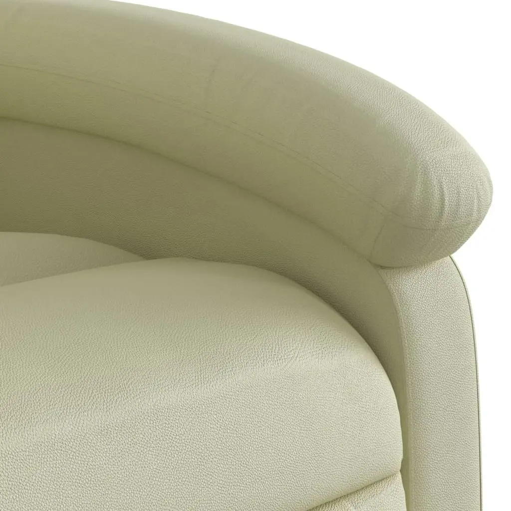 Electric Massage Recliner Chair Cream Real Leather 3205478