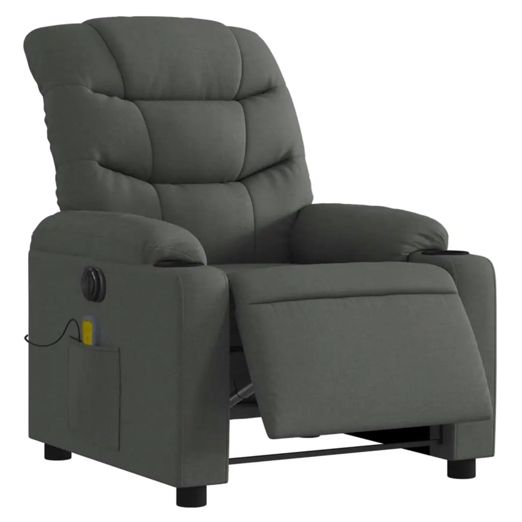 Electric Massage Recliner Chair Dark Grey Fabric 3206855