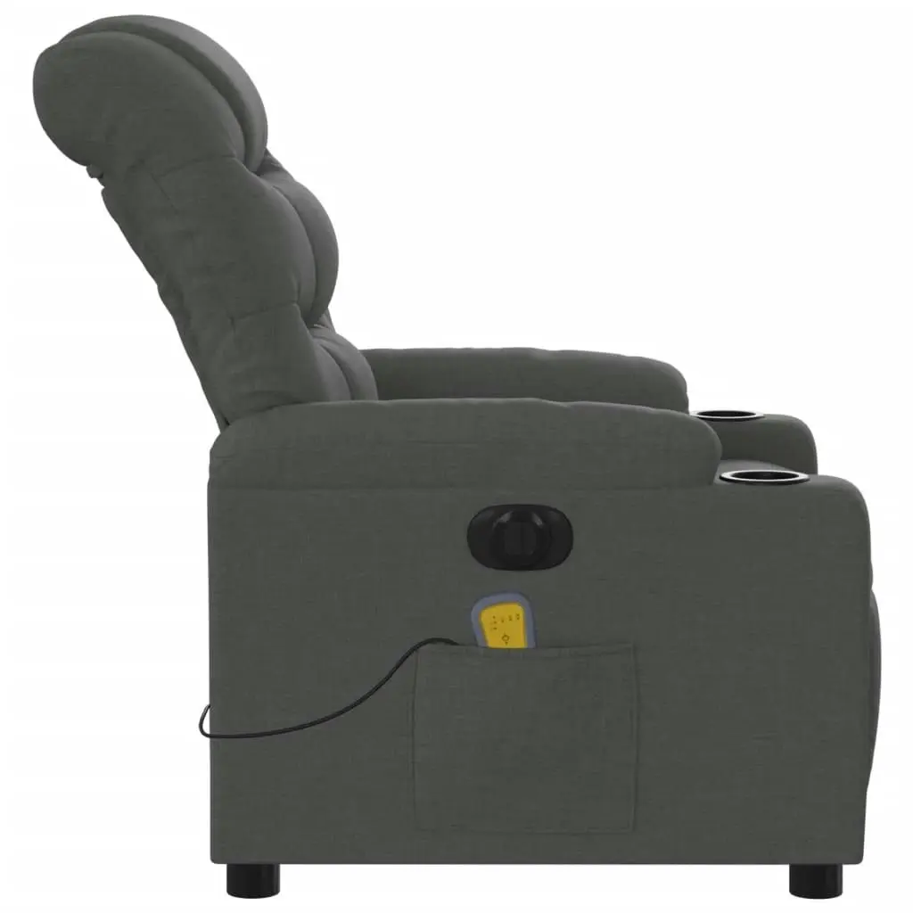 Electric Massage Recliner Chair Dark Grey Fabric 3206855