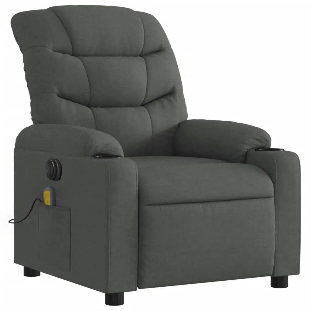 Electric Massage Recliner Chair Dark Grey Fabric 3206855