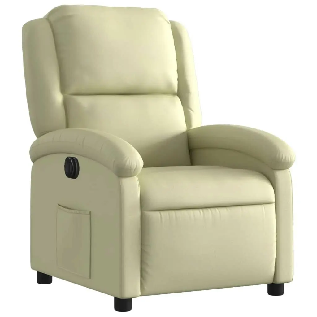 Electric Recliner Chair Cream Real Leather 3205475