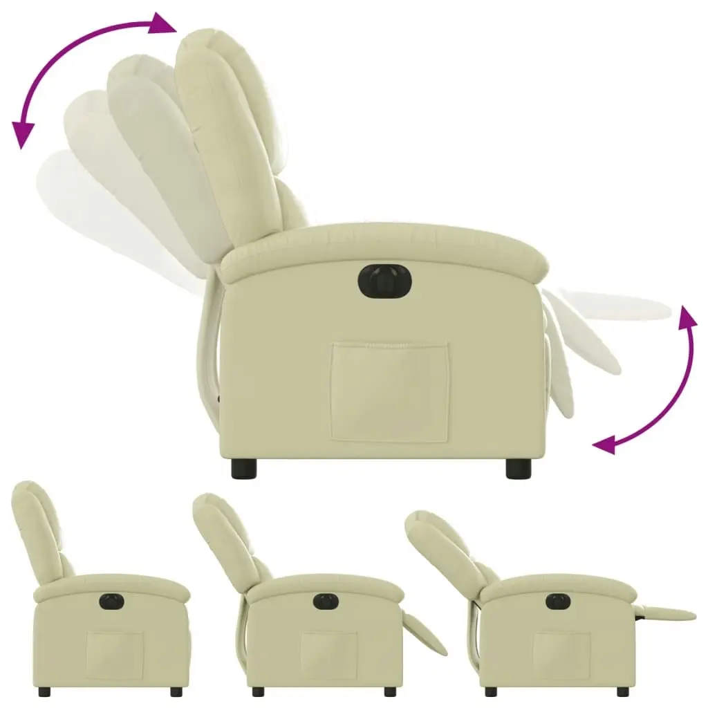 Electric Recliner Chair Cream Real Leather 3205475