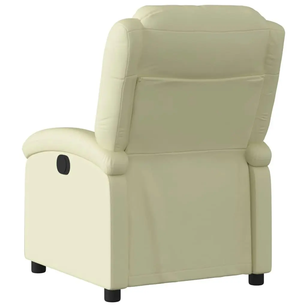 Electric Recliner Chair Cream Real Leather 3205475