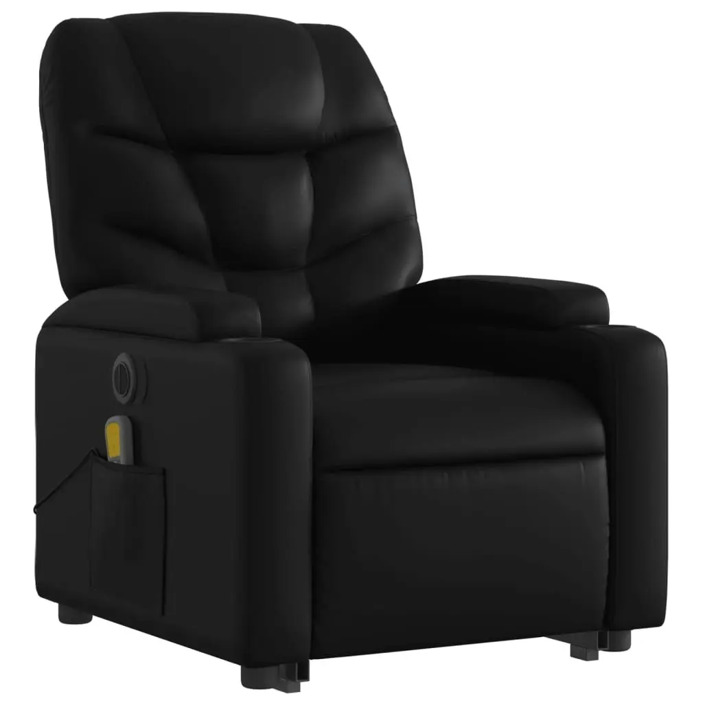 Electric Stand up Massage Recliner Chair Black Faux Leather 3205661