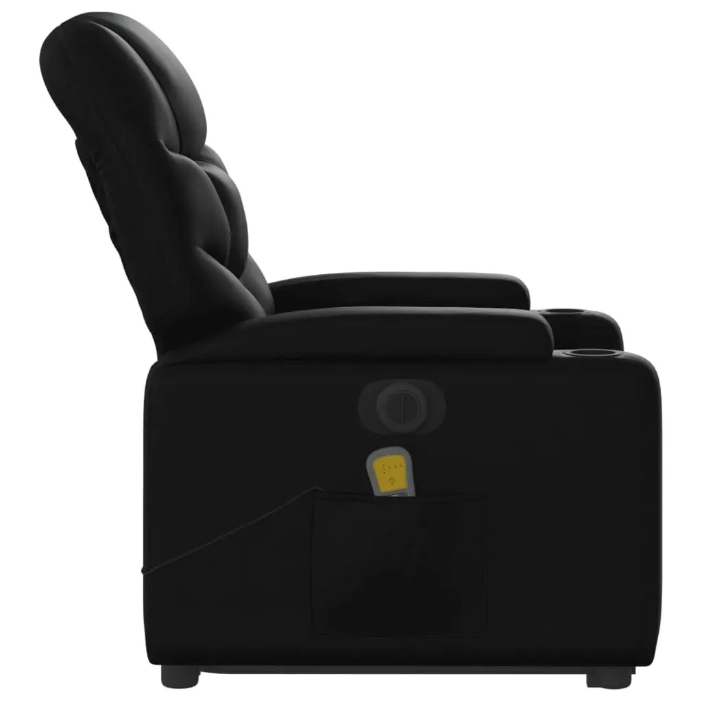 Electric Stand up Massage Recliner Chair Black Faux Leather 3205661