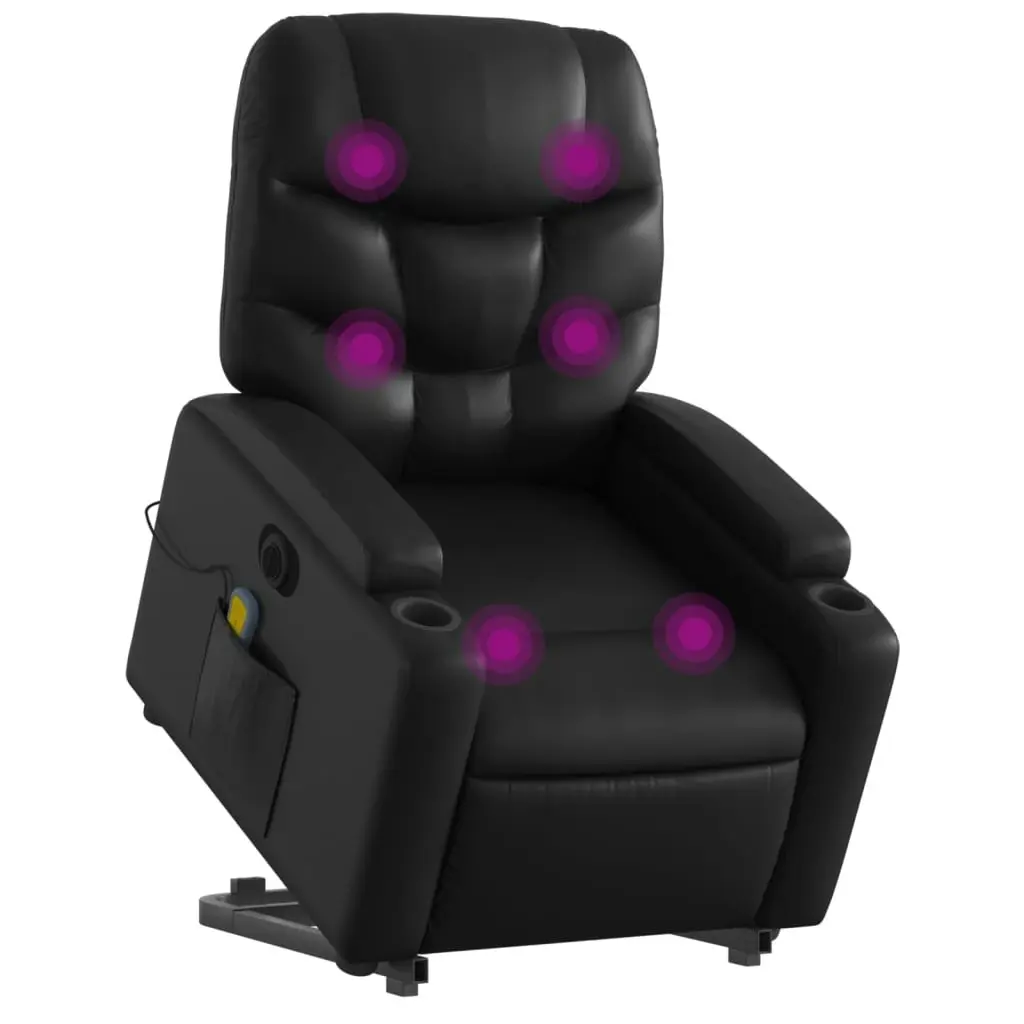 Electric Stand up Massage Recliner Chair Black Faux Leather 3205661