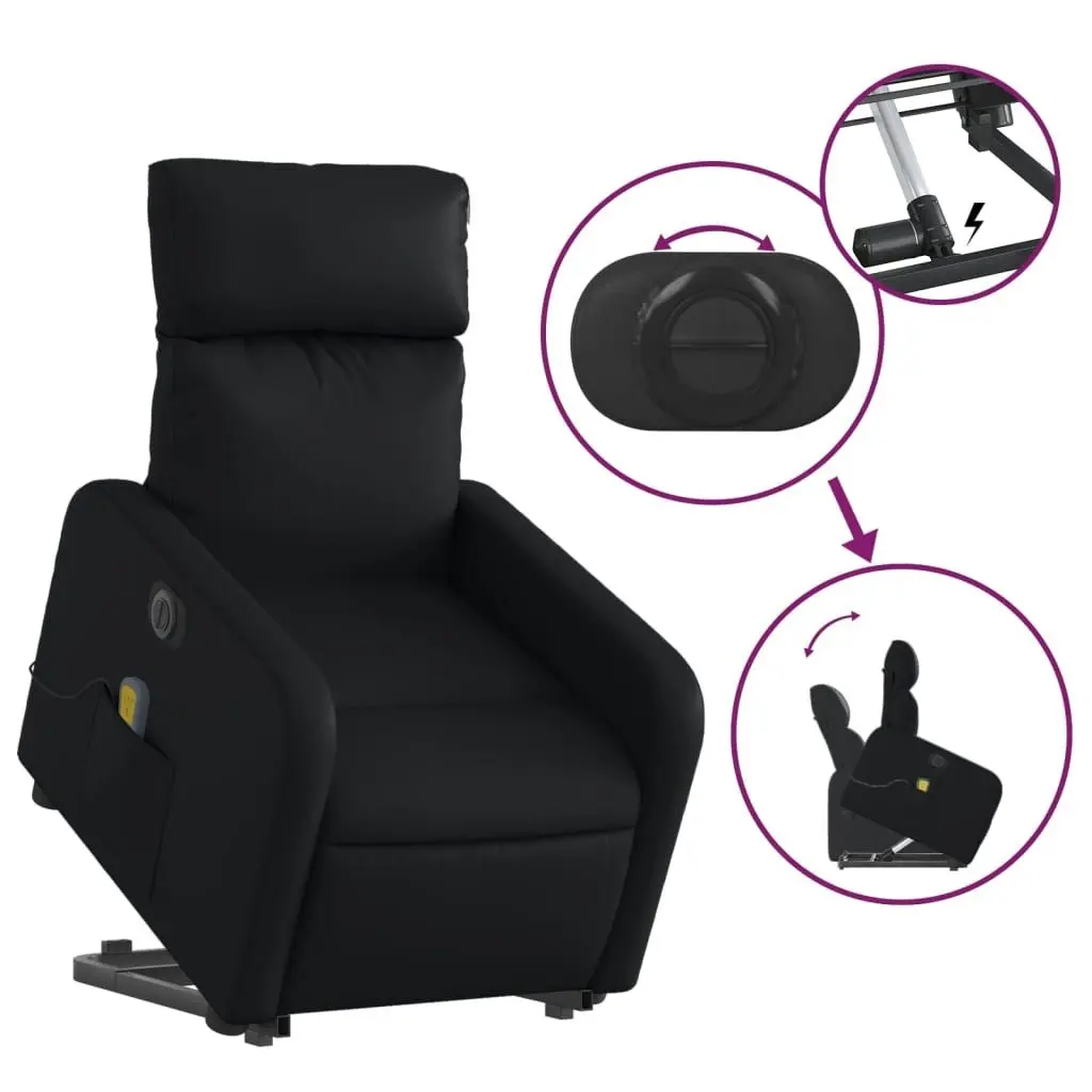 Electric Stand up Massage Recliner Chair Black Faux Leather 3206878