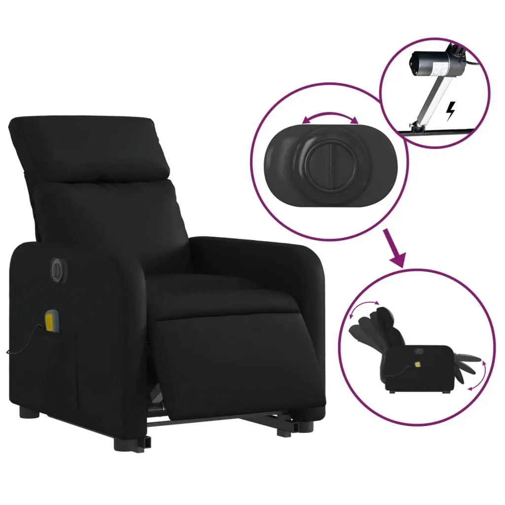 Electric Stand up Massage Recliner Chair Black Faux Leather 3206878