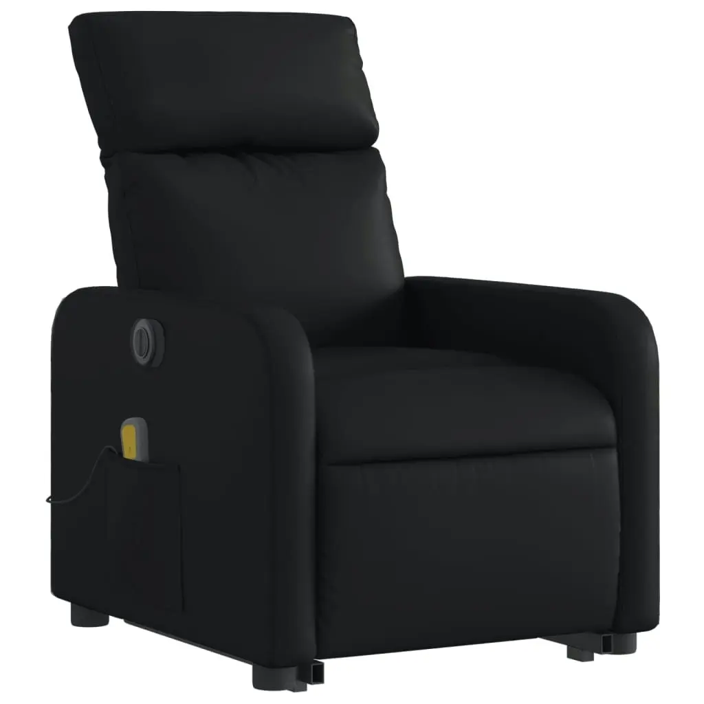 Electric Stand up Massage Recliner Chair Black Faux Leather 3206878