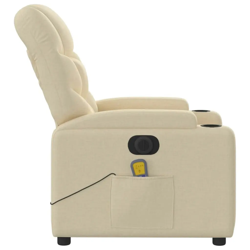 Electric Massage Recliner Chair Cream Fabric 3205623