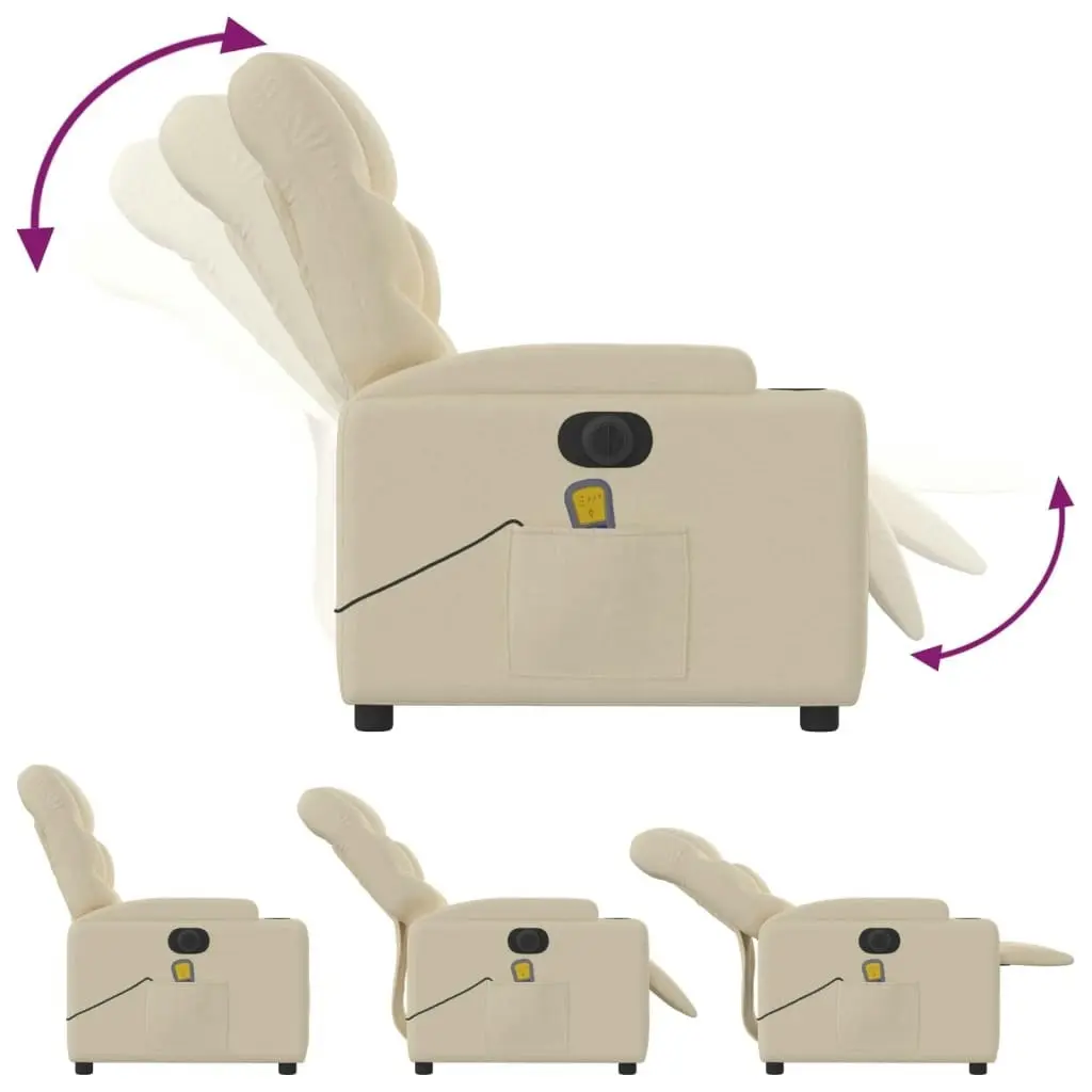 Electric Massage Recliner Chair Cream Fabric 3205623