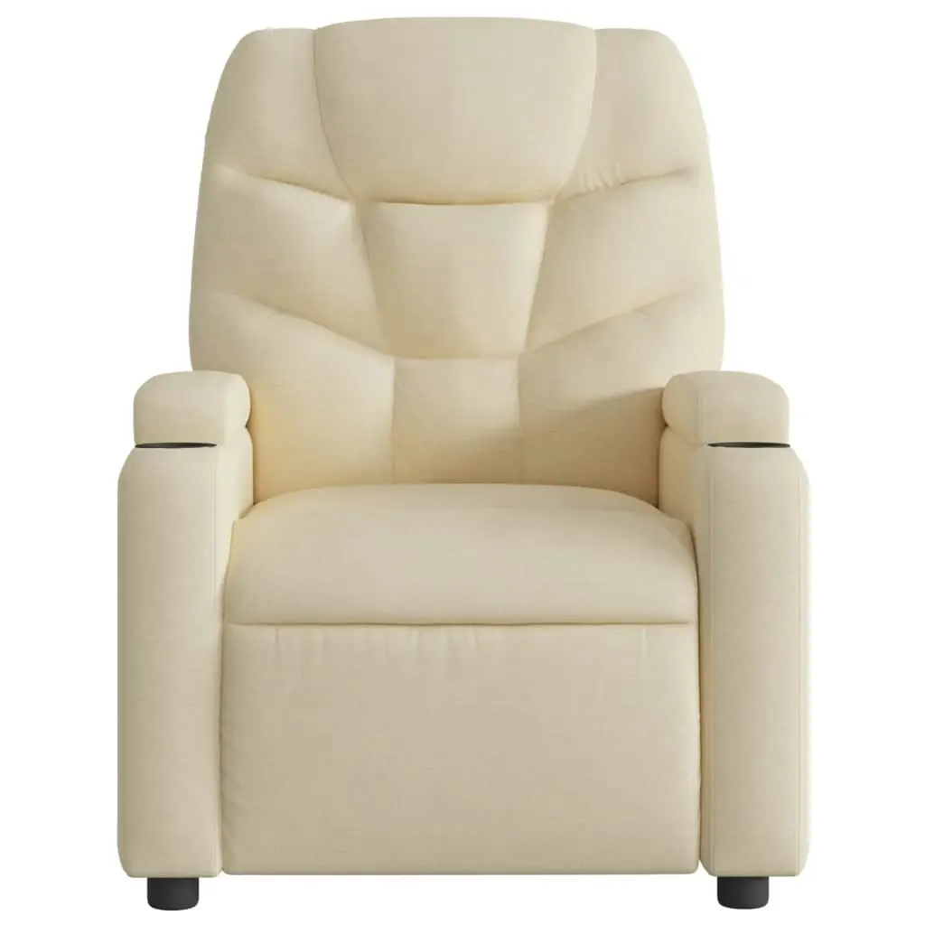 Electric Massage Recliner Chair Cream Fabric 3205623