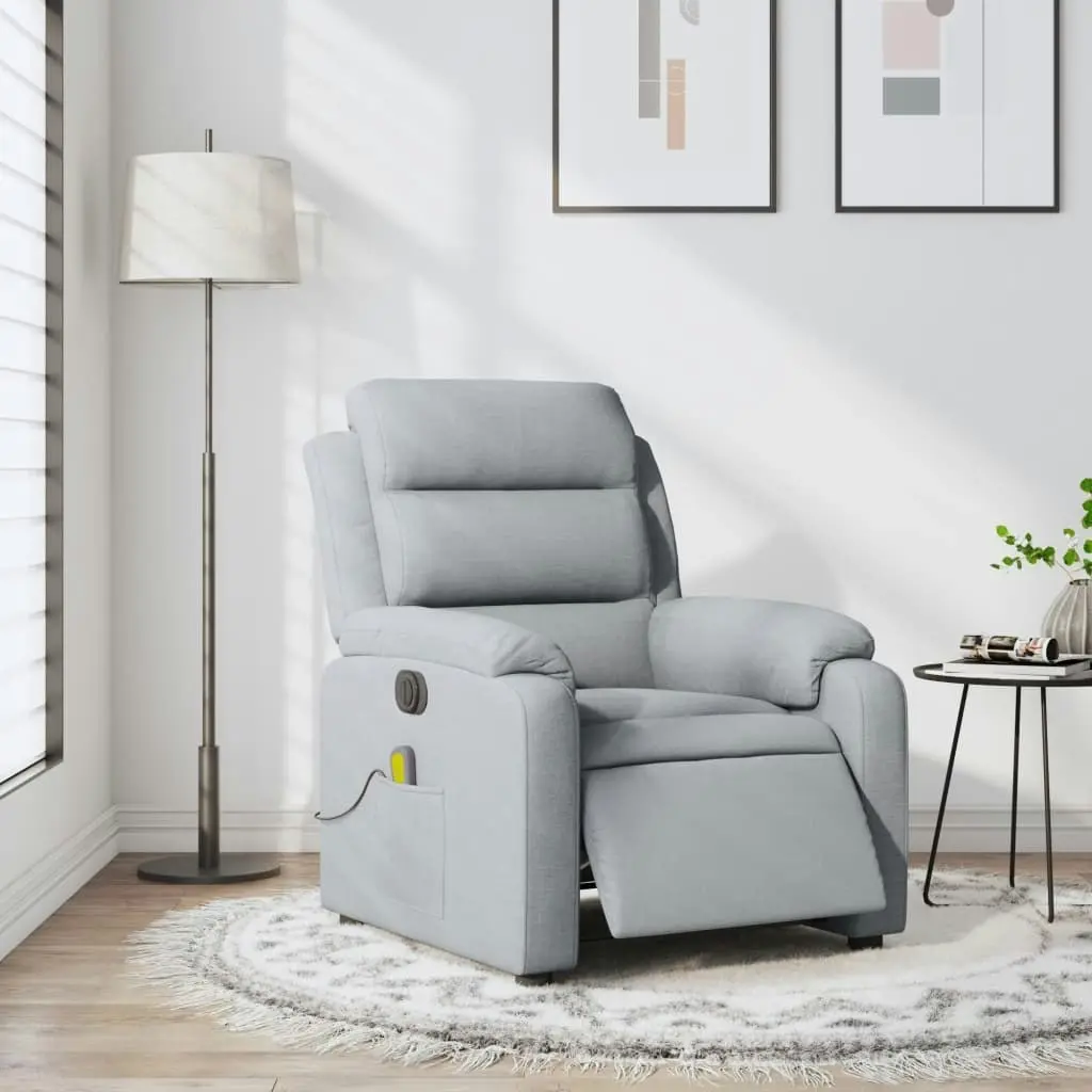 Electric Massage Recliner Chair Light Grey Fabric 3205729