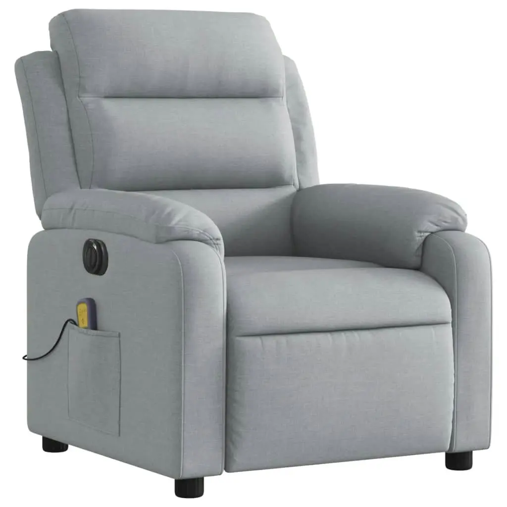 Electric Massage Recliner Chair Light Grey Fabric 3205729