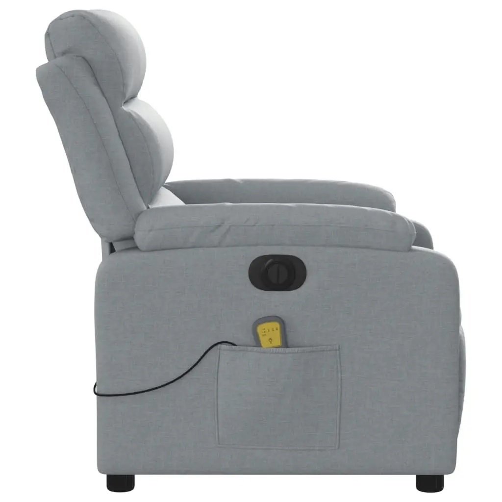 Electric Massage Recliner Chair Light Grey Fabric 3205729