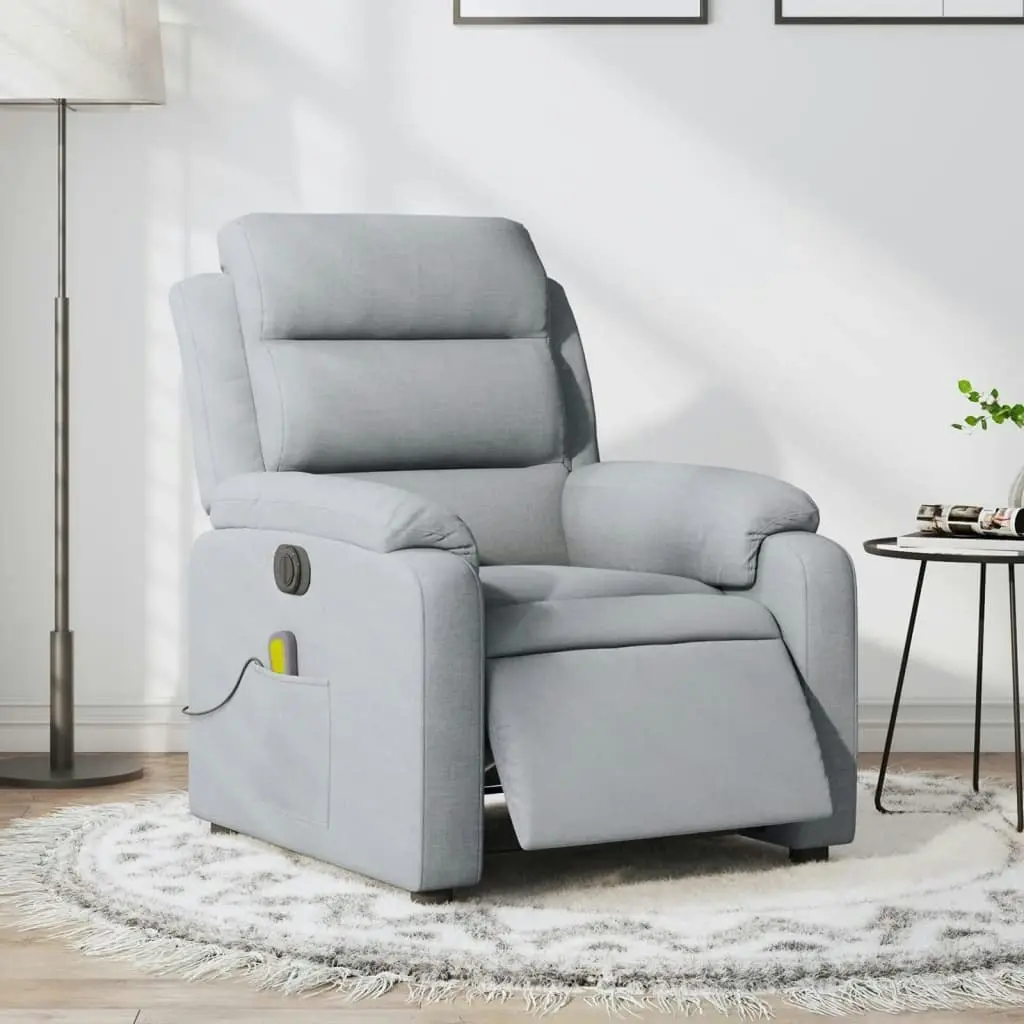 Electric Massage Recliner Chair Light Grey Fabric 3205729