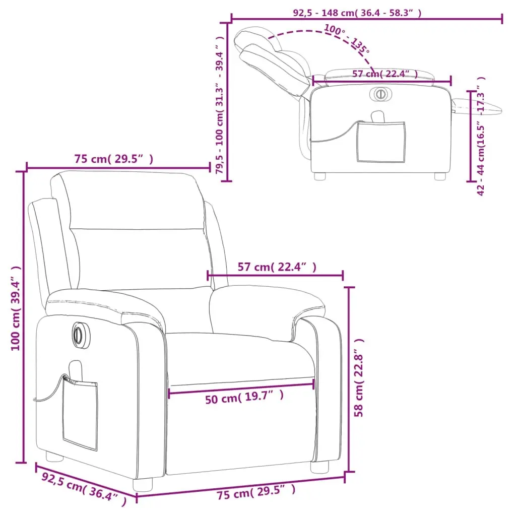 Electric Massage Recliner Chair Light Grey Fabric 3205729