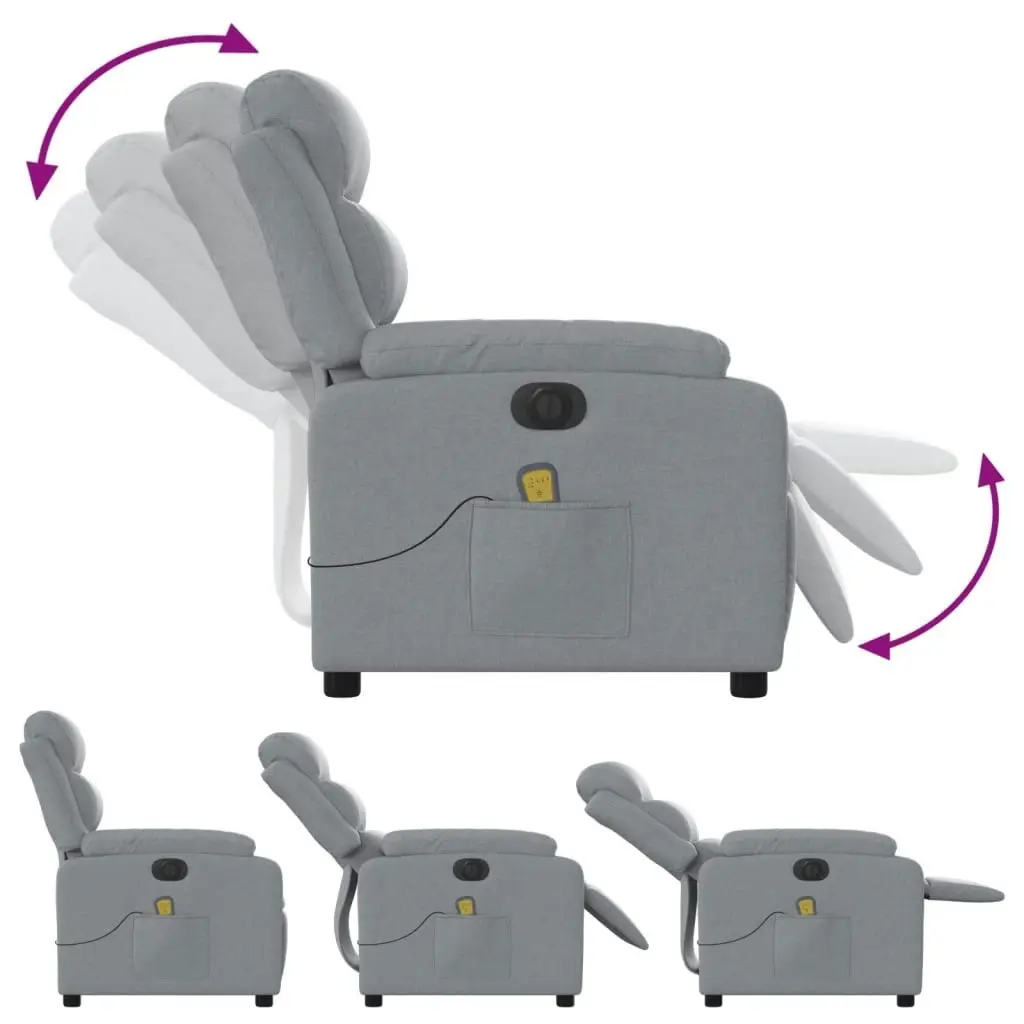 Electric Massage Recliner Chair Light Grey Fabric 3205729